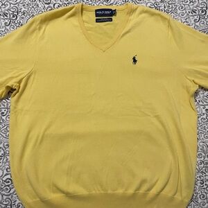 POLO ROUND NECK W/ RIB SWEATER MEN'S LUXURY (YELLOW )100% LAMB